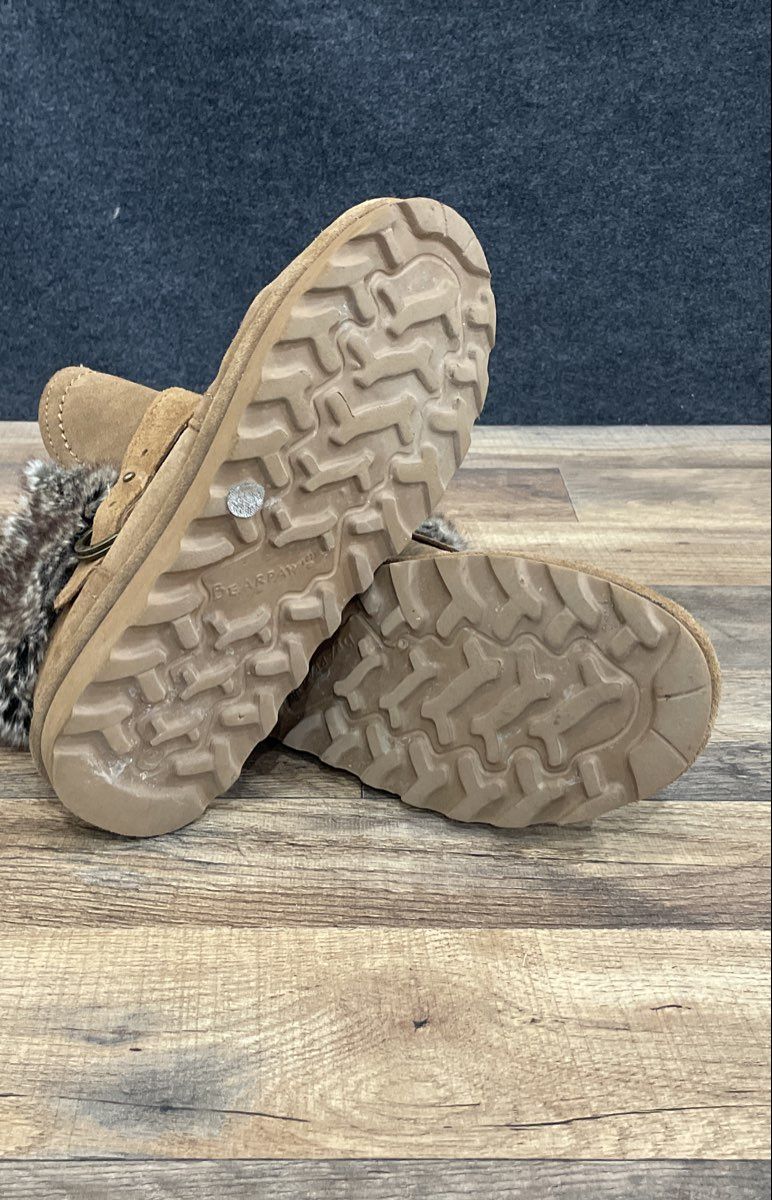 Bearpaw Hickory Suede Faux Fur Trim Ankle Winter Boots Women's Size 9
