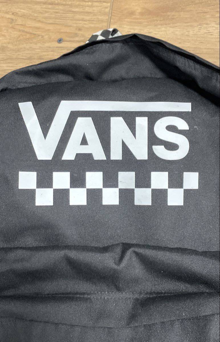 Vans Black Checkerboard Logo Backpack School Travel Bag Off The Wall