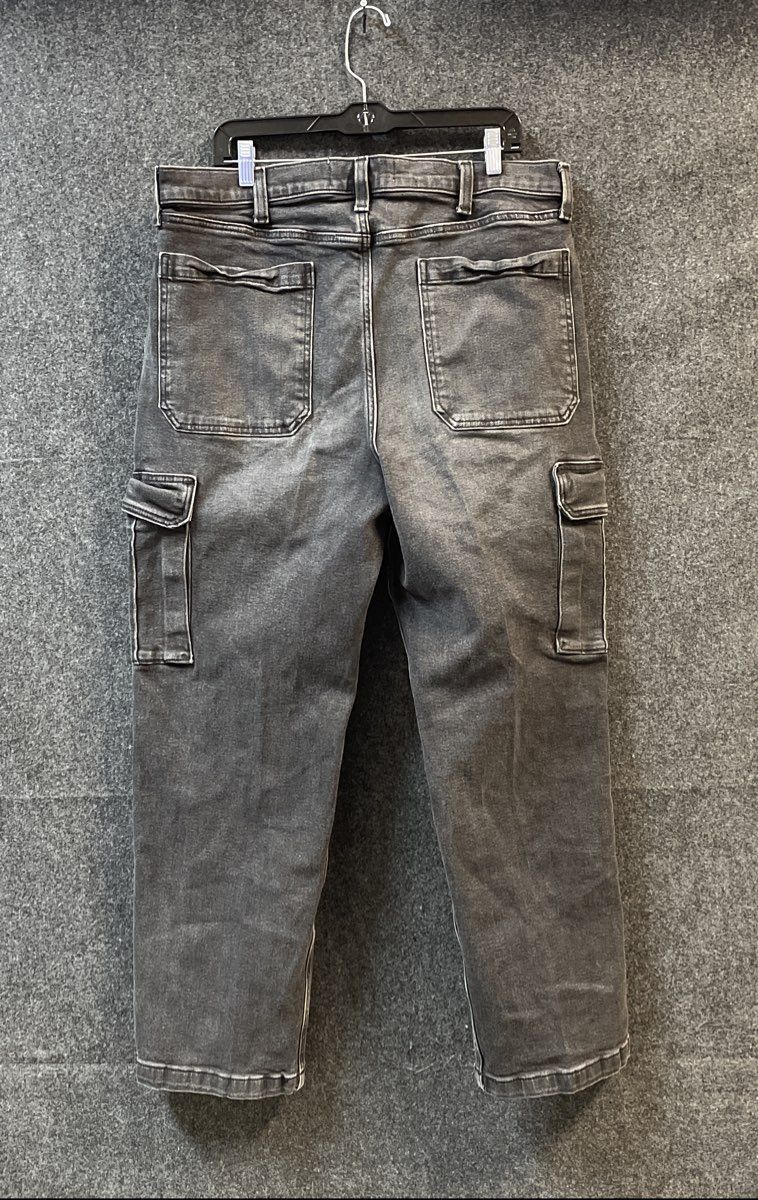 Hollister Men's Black Baggy Cargo Jeans Faded Denim Sz 36x32