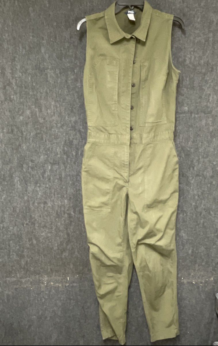 Duluth Trading Company Women's Sleeveless Utility Jumpsuit Olive Green Sz S