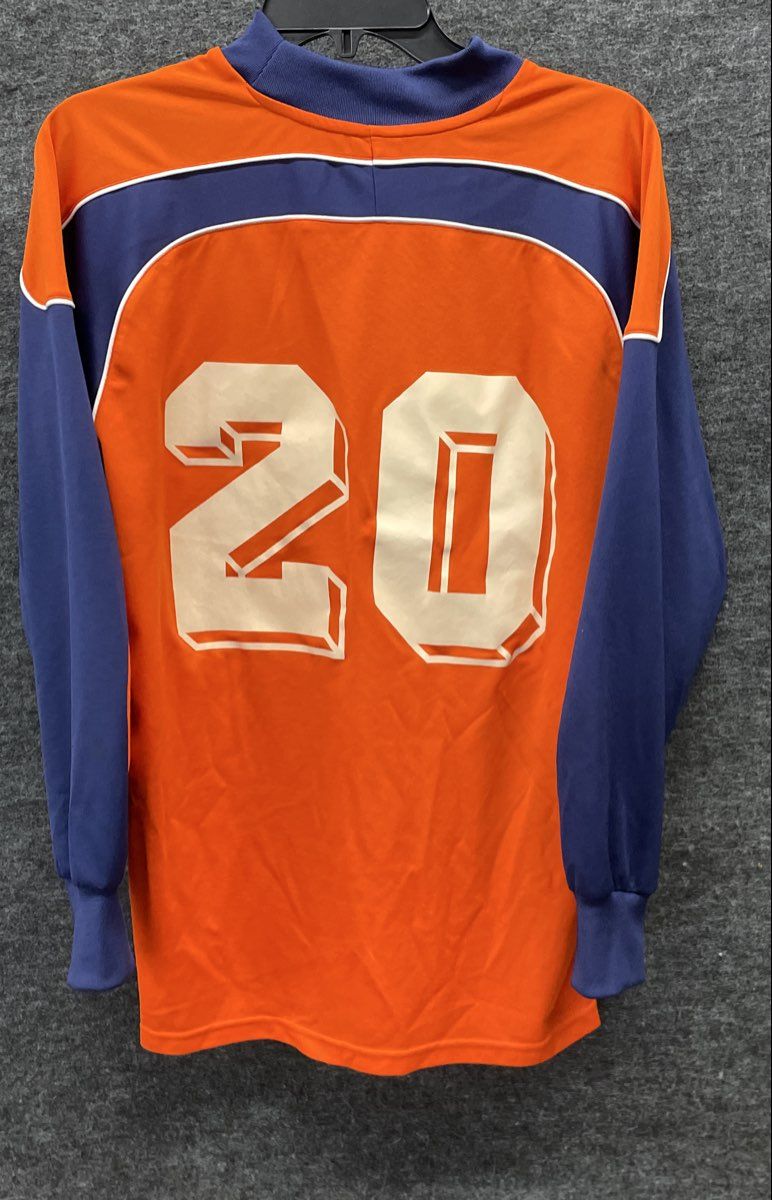Vintage Y2K Adidas Men's Goalkeeper Jersey Orange Blue Padded Climalite Sz S