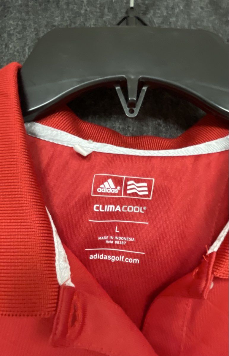 adidas Golf Women's Red ClimaCool Short Sleeve Athletic Polo Shirt Sz L