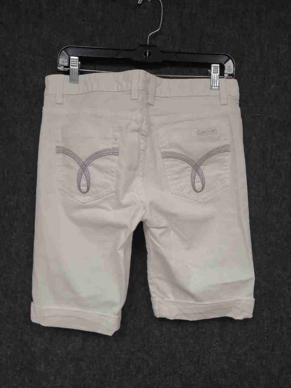 Calvin Klein Jeans Women's White Denim Cuffed Bermuda Shorts Sz 8 29
