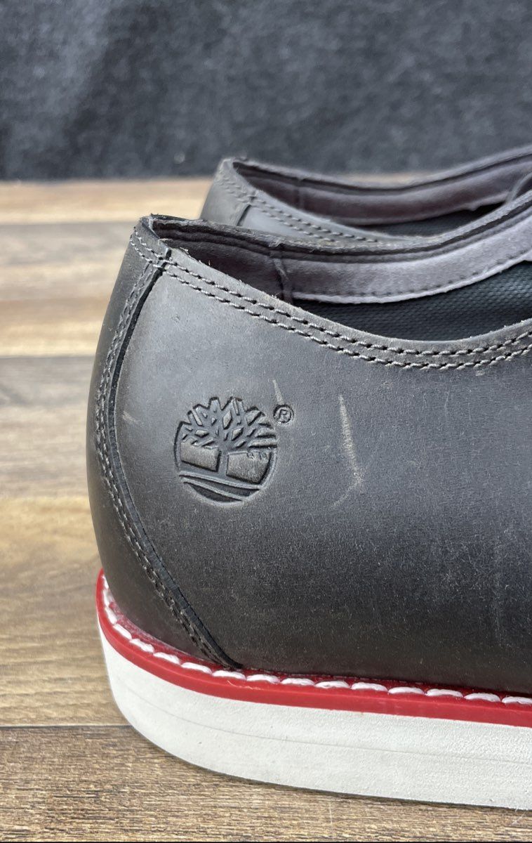 Timberland Tidewatch Plain Toe Derby Black Leather Red Midsole Men's Size 10.5