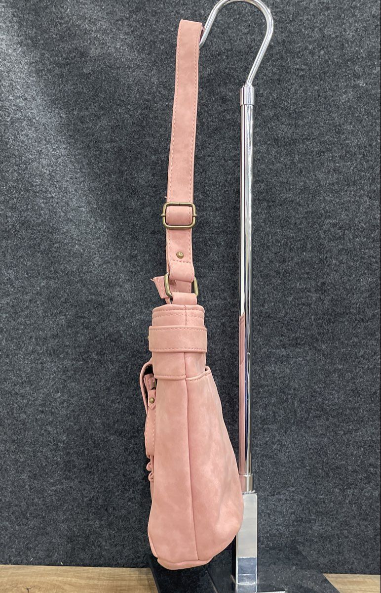 b.o.c. Pink Leather Crossbody Shoulder Bag Organizer Pocket Brass Hardware