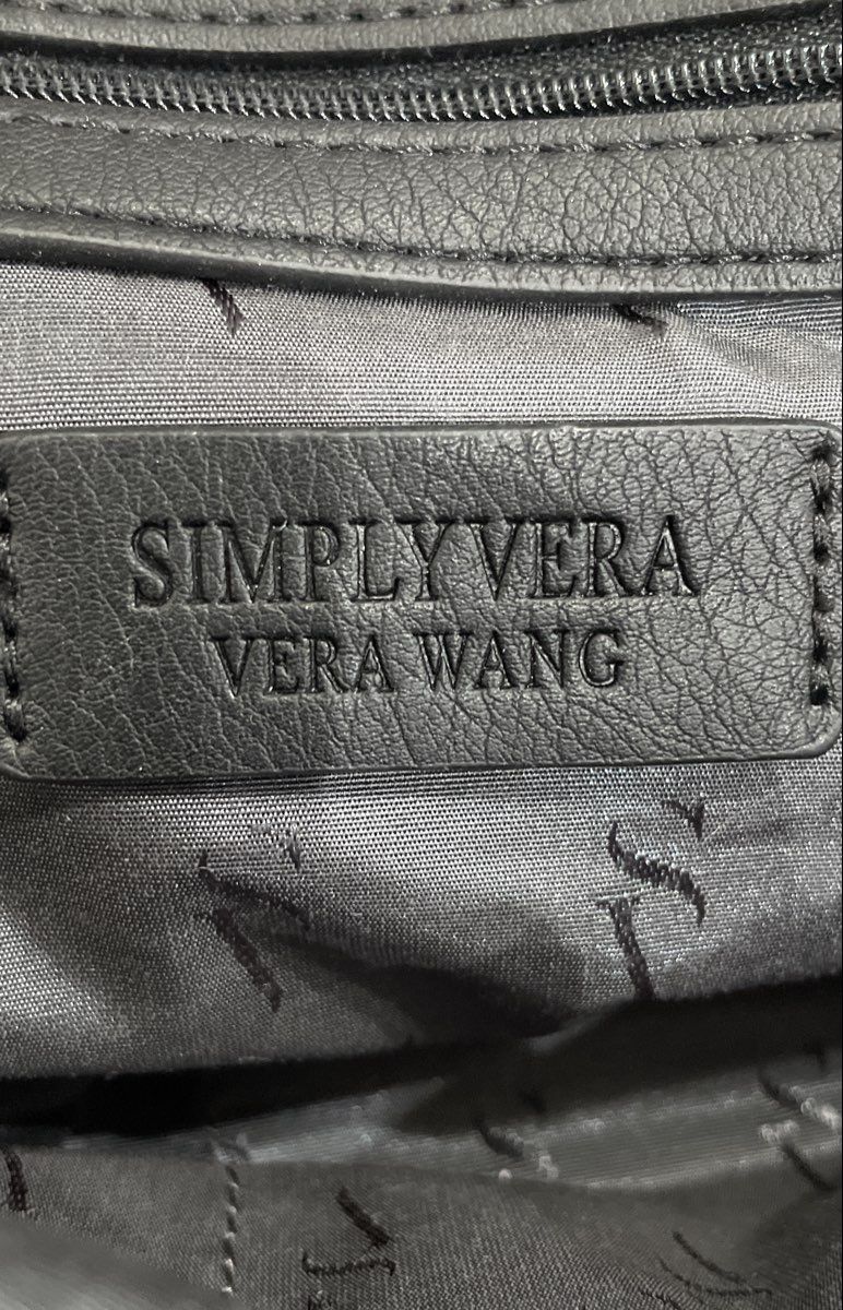 Simply Vera Vera Wang Black Leather Studded Hobo Shoulder Bag Silver Hardware