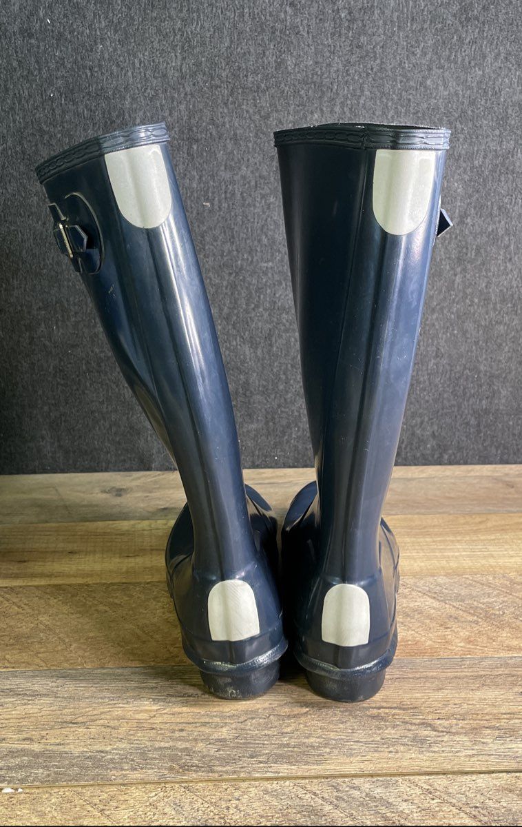 Hunter Original Tall Gloss Navy Blue Youth Rain Boots Size 4B/5G
