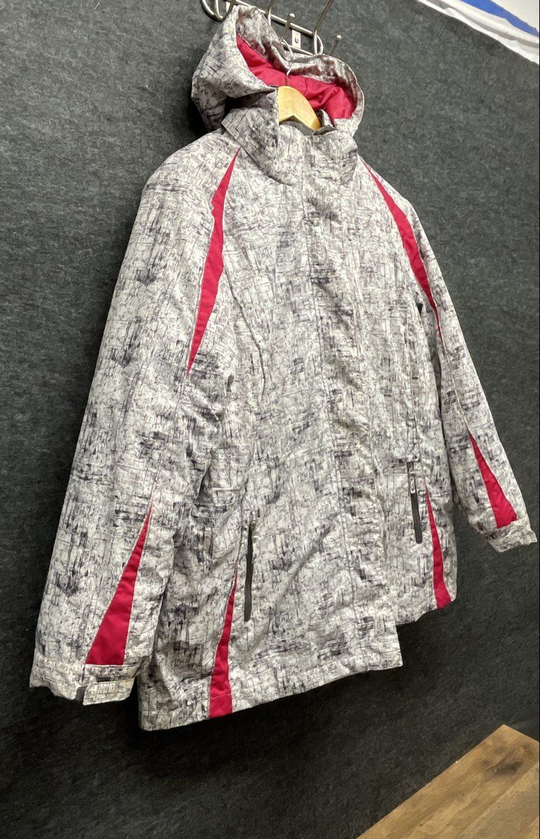 Below Zero Women's Ski Jacket Parka Gray Pink Hooded Fleece Lined Pattern Sz 1X