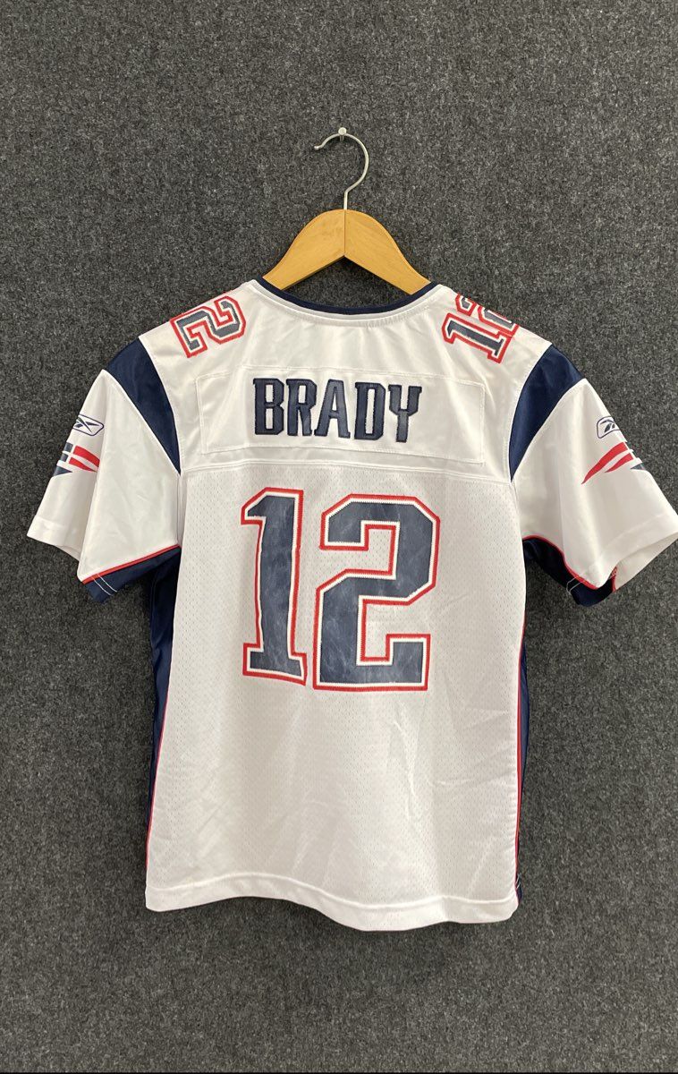 Vintage Reebok Men's Tom Brady New England Patriots NFL Jersey White #12 Sz L
