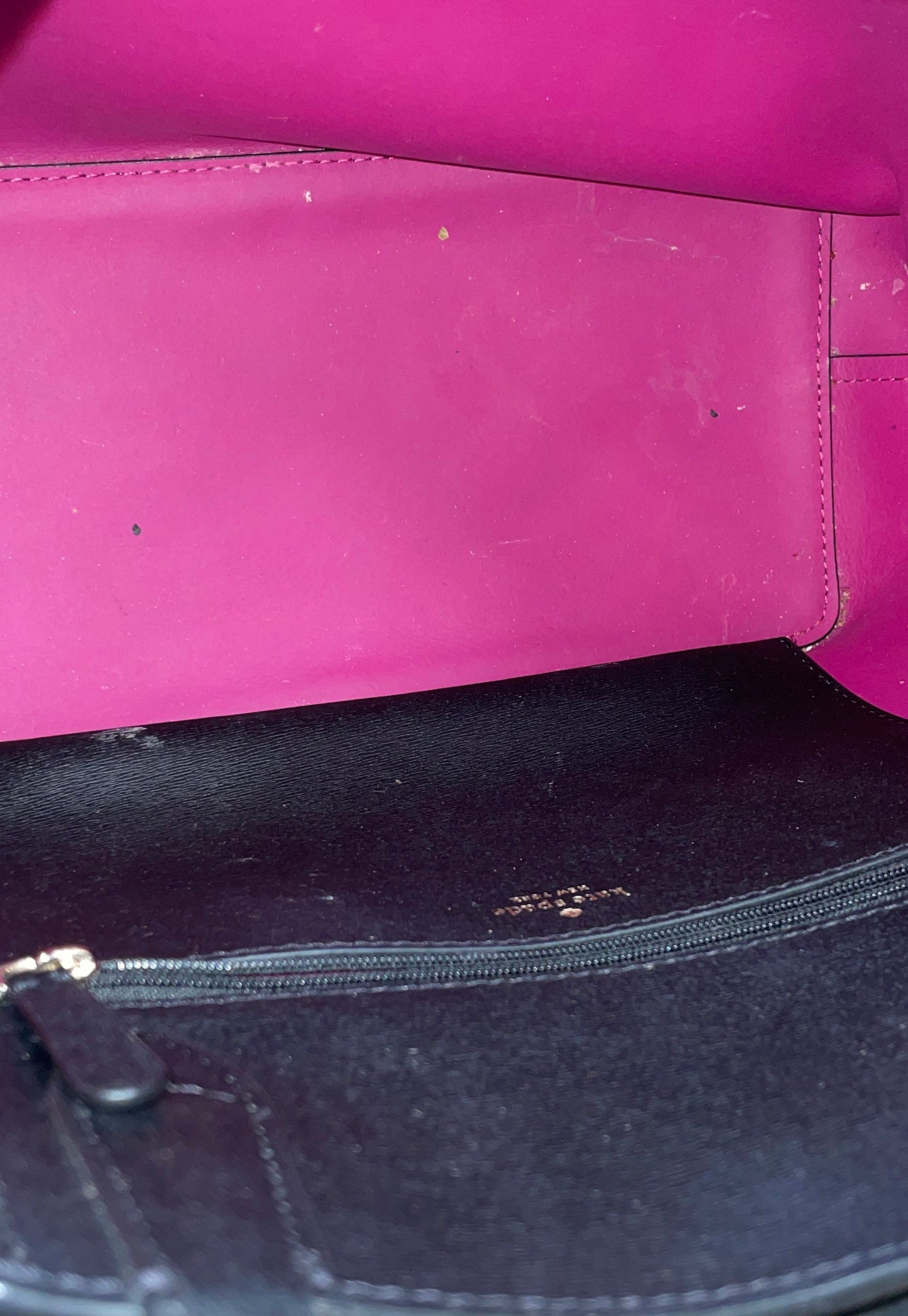 Kate Spade Black Leather Flower Twist Lock Tote Bag Pink Lining Medium