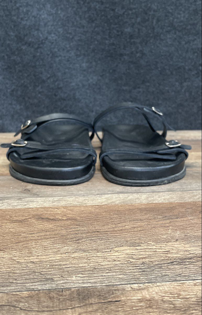 Black Two Strap Adjustable Buckle Slides Sandals Men's Size 11
