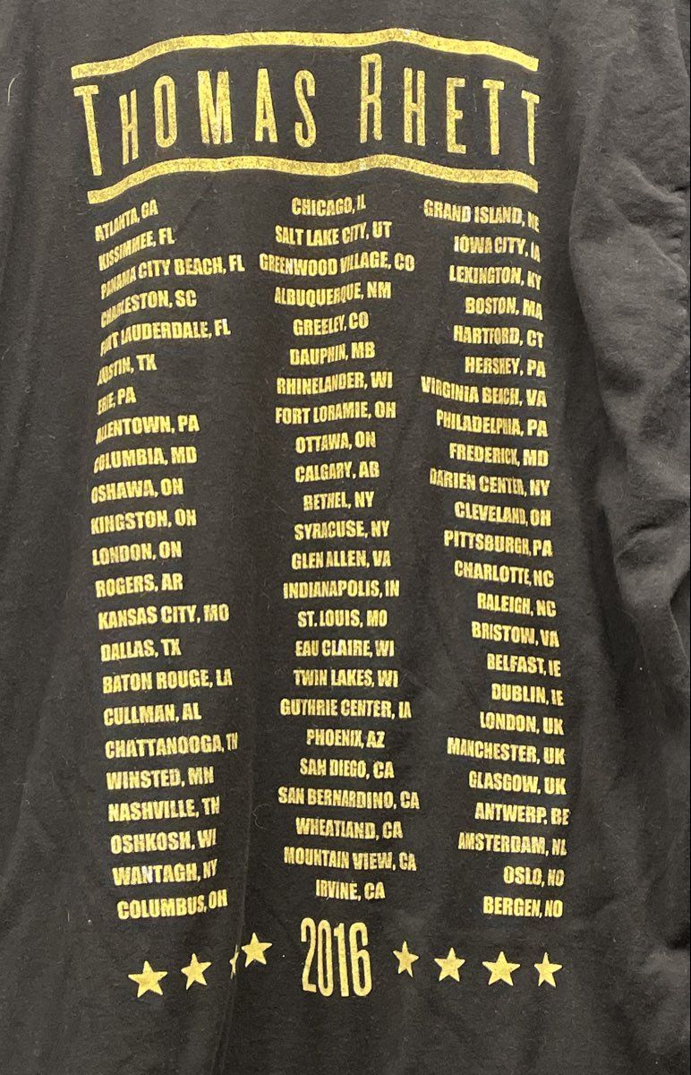 Thomas Rhett 2016 World Tour Concert T-Shirt Official Home Team Gear Sz XL