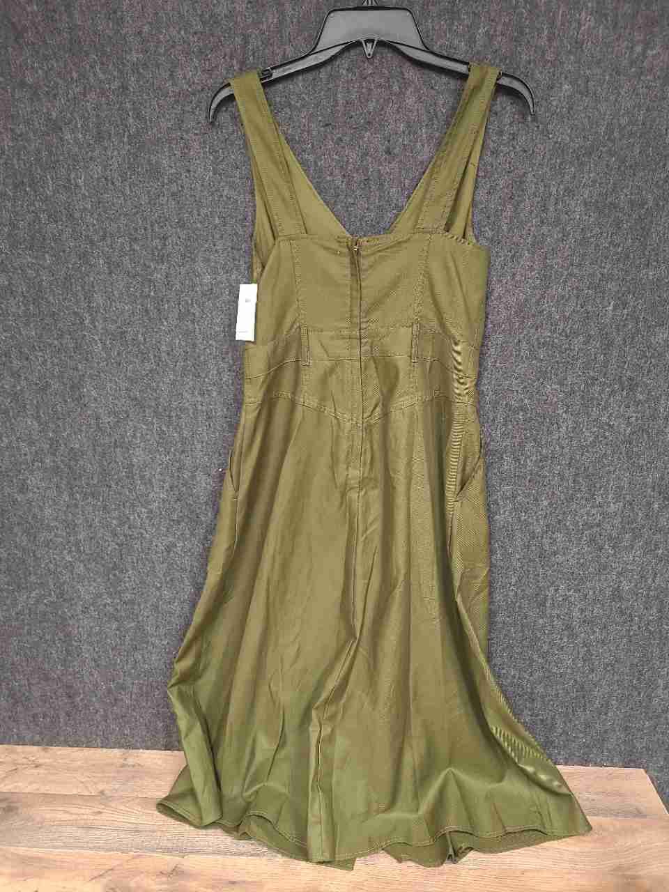 Banana Republic Women's Olive Midi Dress Sleeveless Button Front Sz 4 NWT