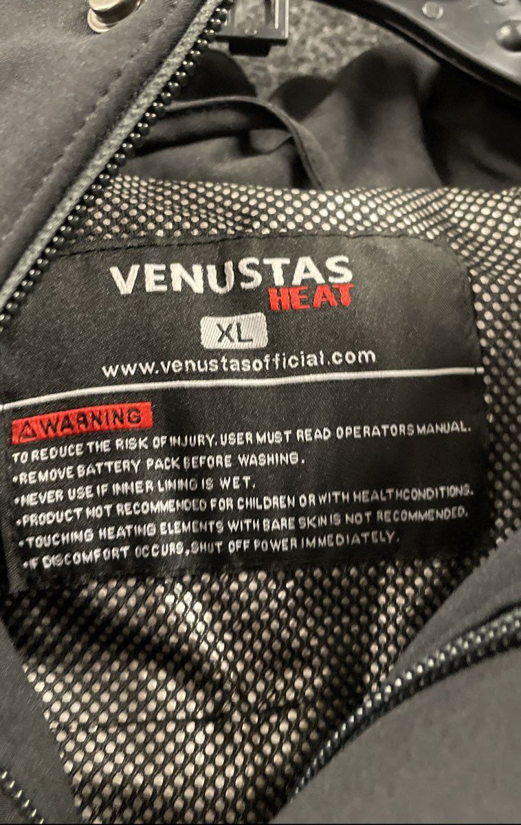 Venustas Men's Black Softshell Hooded Heated Heat Jacket Size XL