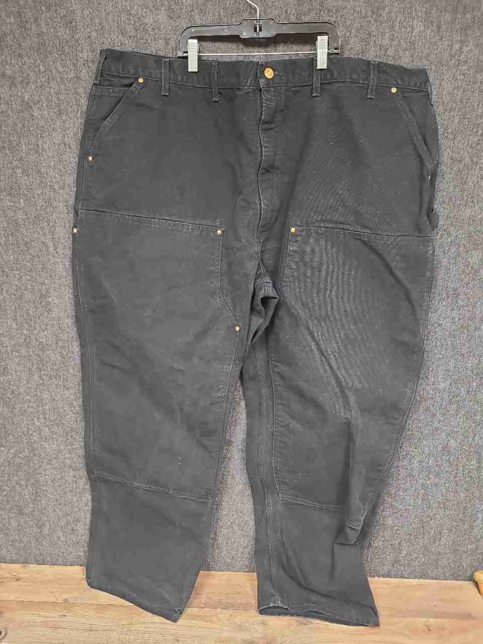 Carhartt Men's Black Double Knee Logger Work Pants Made in USA Sz 50x30