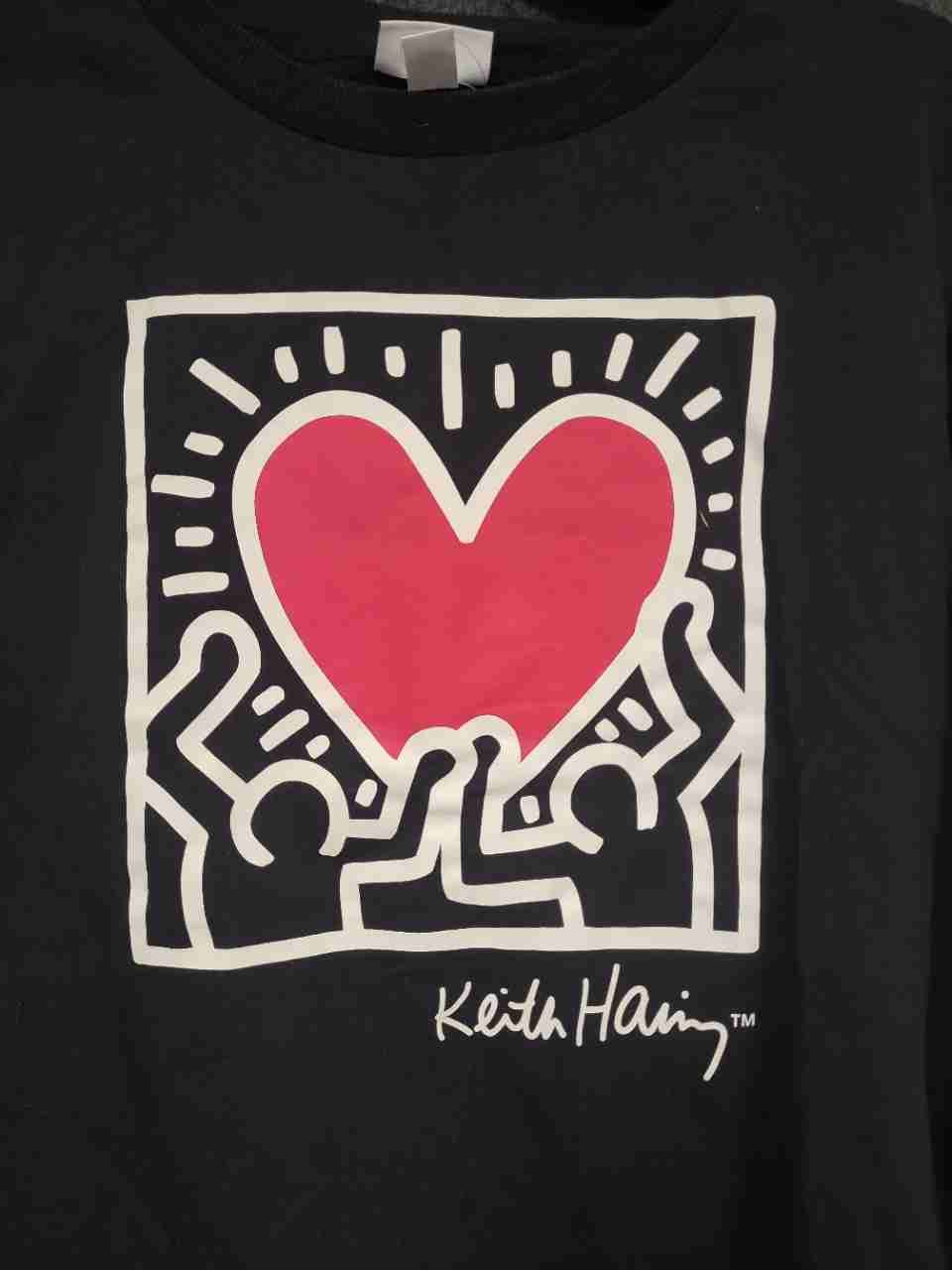 Keith Haring Women's Black PJ Set Heart Pop Art Mismatched Sz S Top XL Bottom