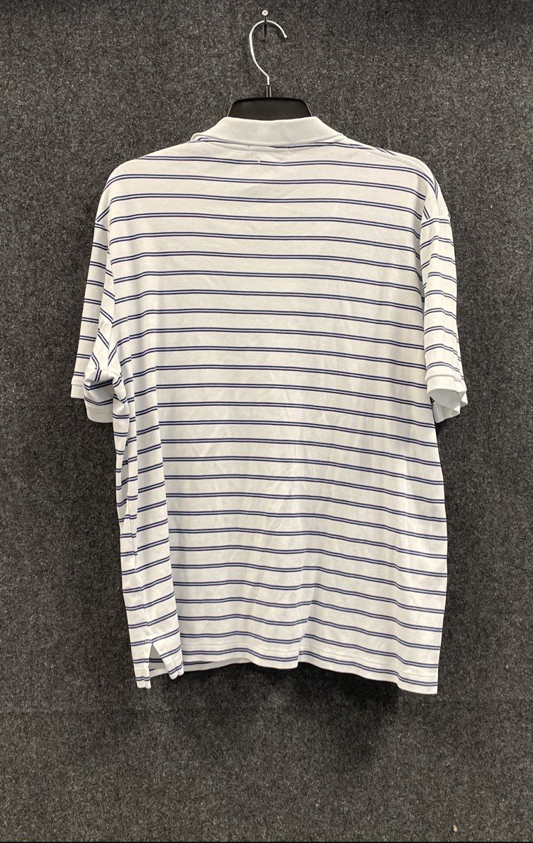 Polo Ralph Lauren Men's White Blue Striped Short Sleeve Classic Fit Polo Sz L