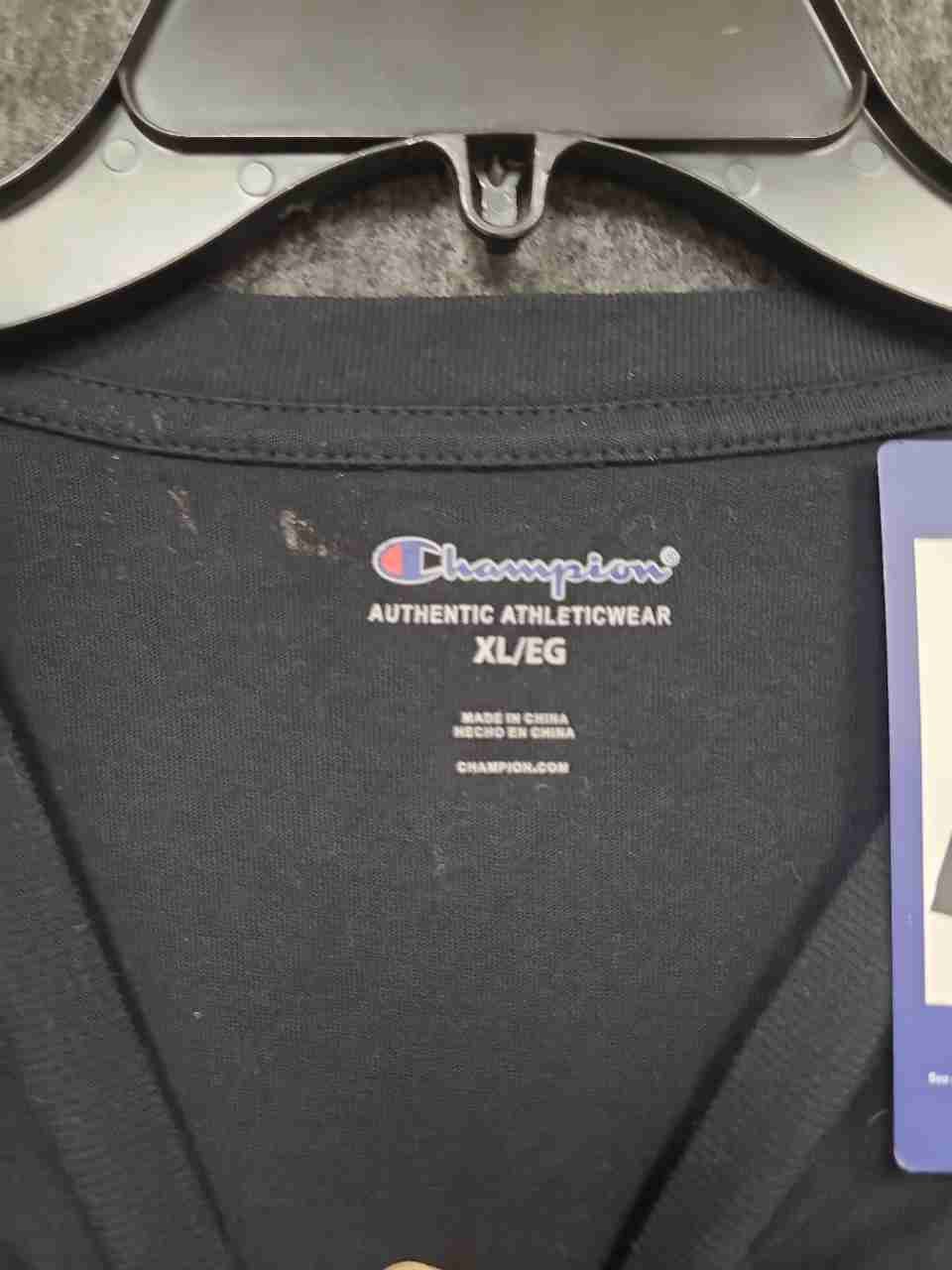 Champion Men's Black Long Sleeve T-Shirt Script Logo NWT Sz XL