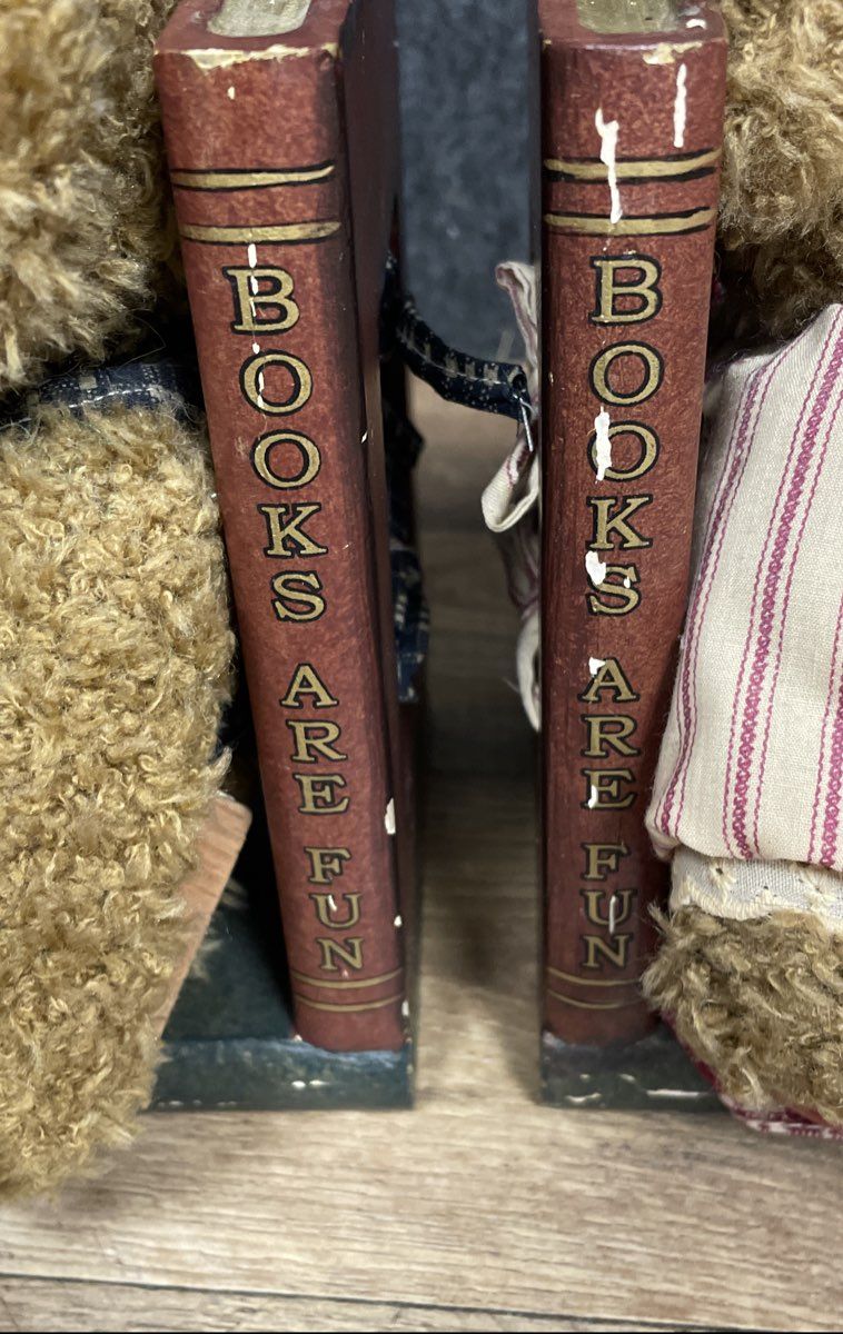 Vintage Plush Teddy Bear Bookends