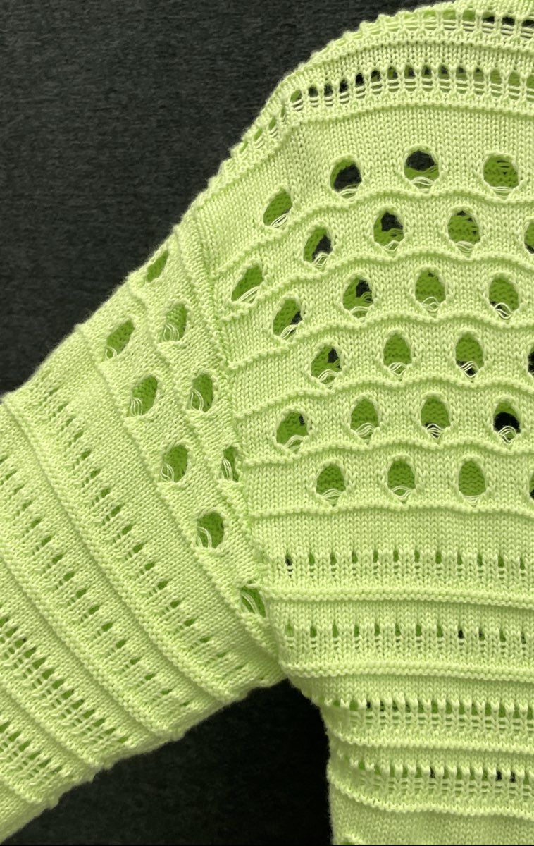 WISPR Women's Zip-up Hoodie Sweater Lime Green Open Knit Cotton Sz S