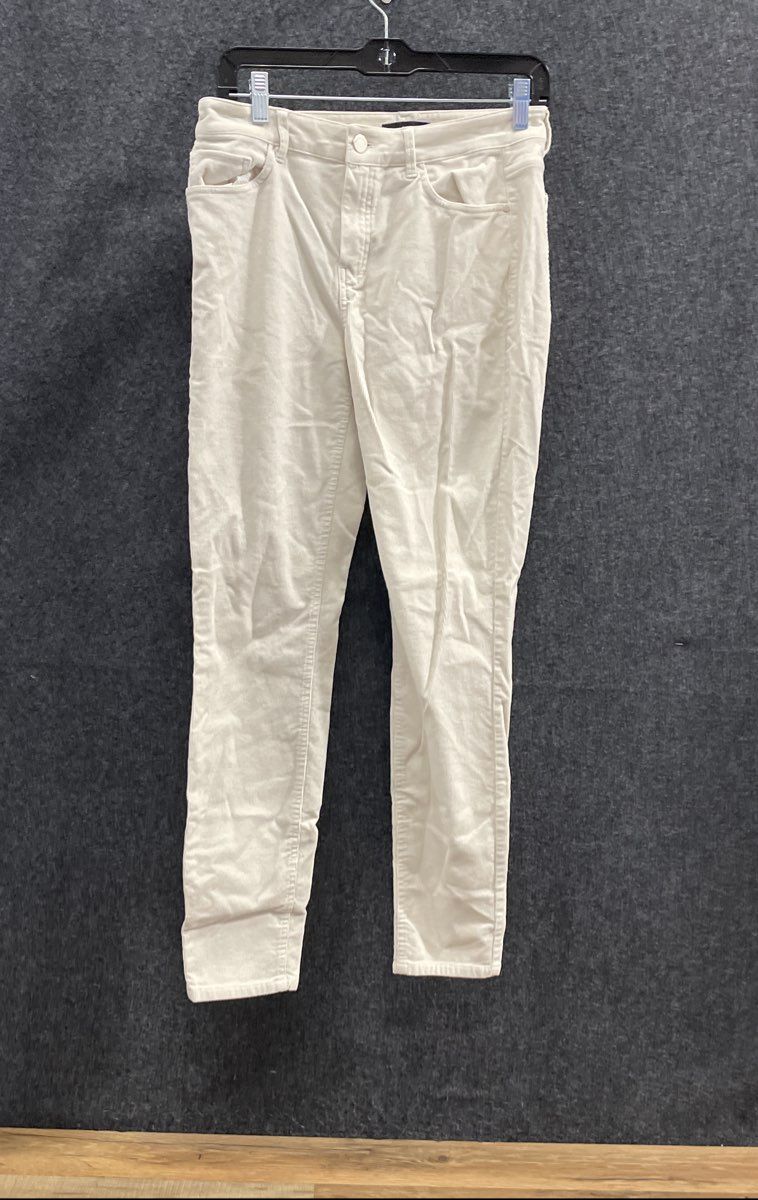 Massimo Dutti Women's White Corduroy Tapered Five-Pocket Stretch Pants Size 8