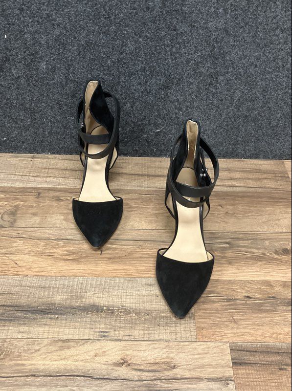 Joe's Lauren Black Suede D'Orsay Ankle Strap Pointed Toe Pumps Size 6