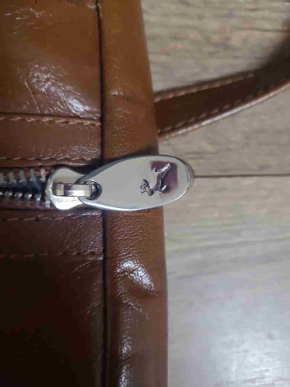 Ashwood Brown Leather Deer Logo Crossbody Messenger Bag Silver Hardware