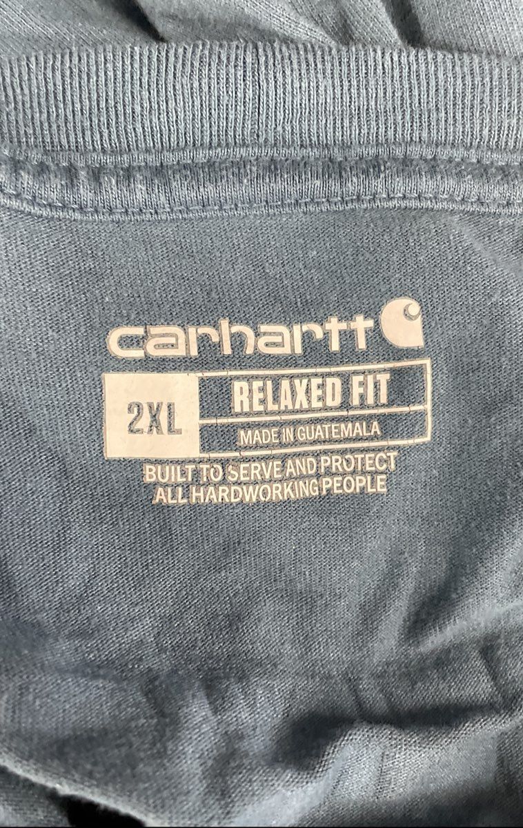 Carhartt Men's Blue Relaxed Fit Short Sleeve Pocket T-Shirt Back Logo Sz 2XL
