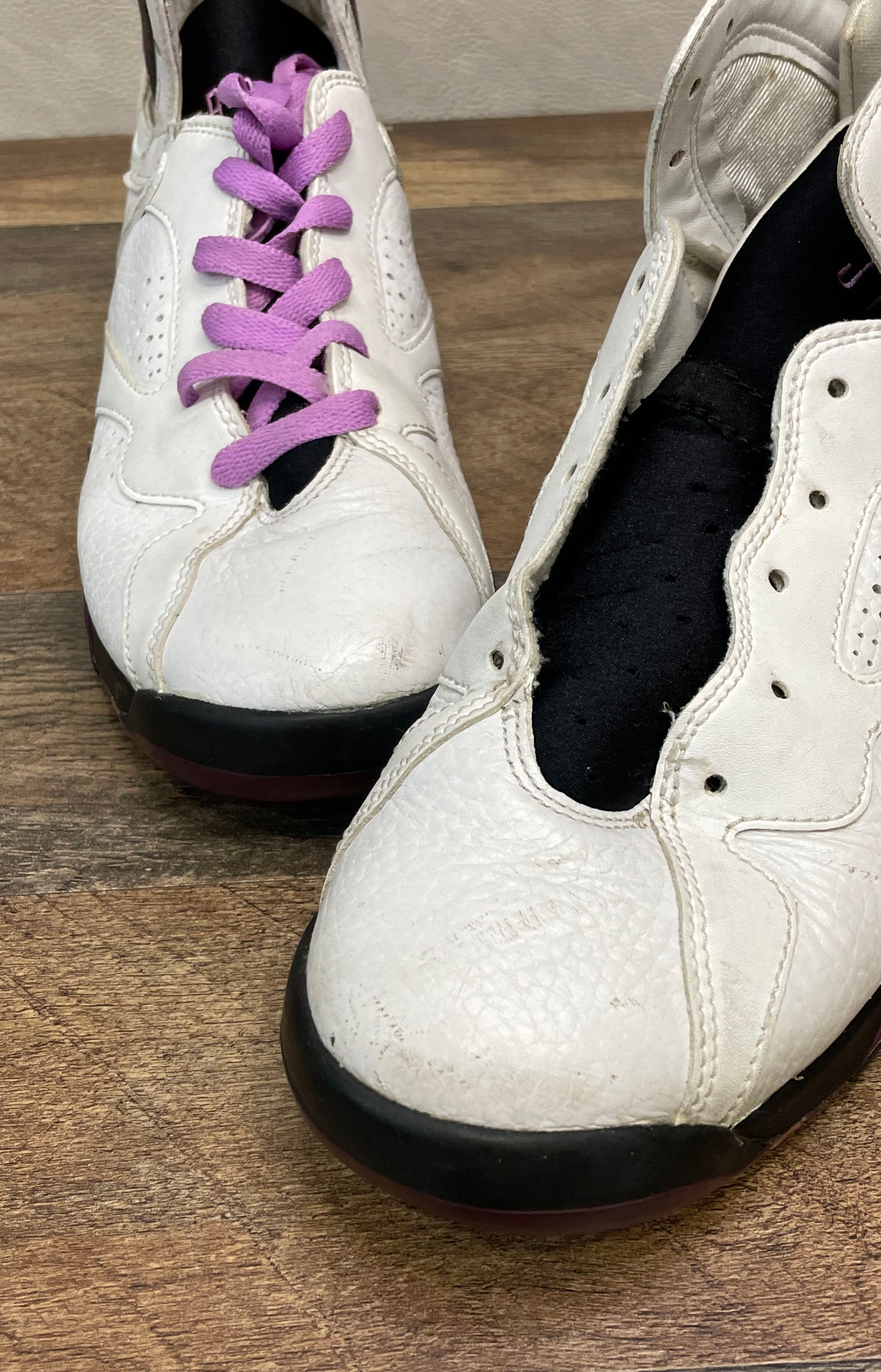 Nike Air Jordan 7 Retro GG Mulberry White Black Basketball Sneakers Size 7Y