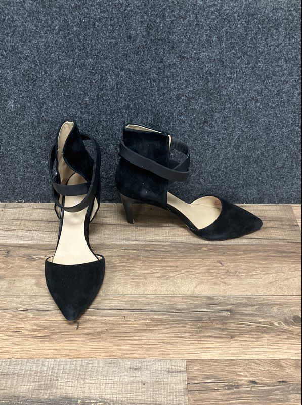 Joe's Lauren Black Suede D'Orsay Ankle Strap Pointed Toe Pumps Size 6