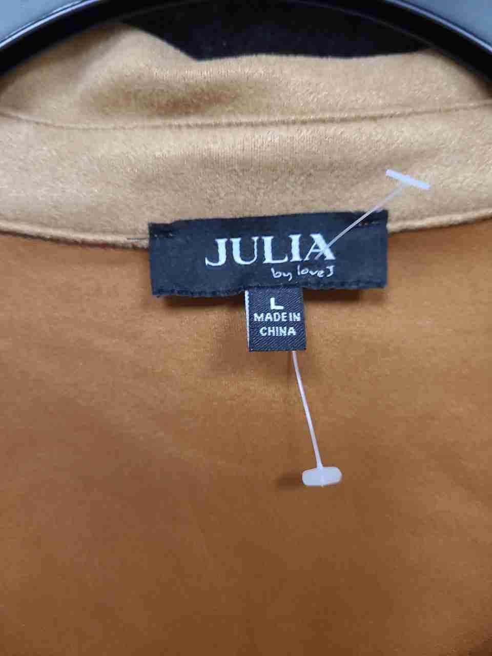 Julia by Love J Women's Tan Faux Suede Lace-Up Corset Cropped Shirt Sz L