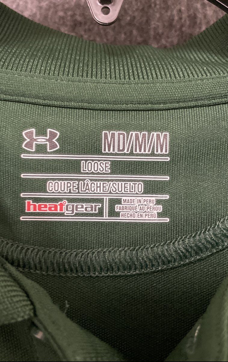Under Armour Men's Tech Polo Forest Green Loose Fit HeatGear Short Sleeve Sz M