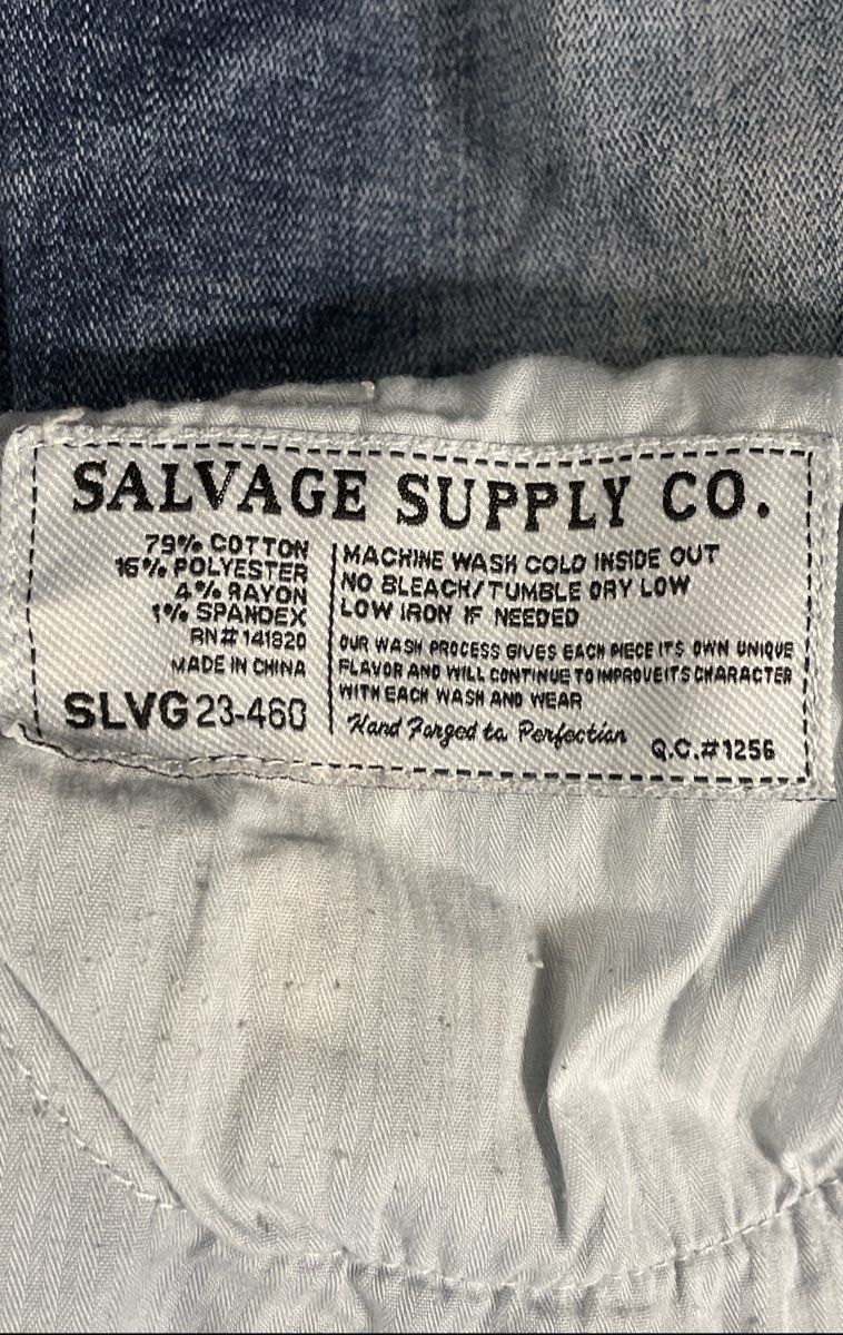 Salvage Men's Mayhem Boot Regular Fit Blue Jeans Whiskered Buckle Exclusive Sz S