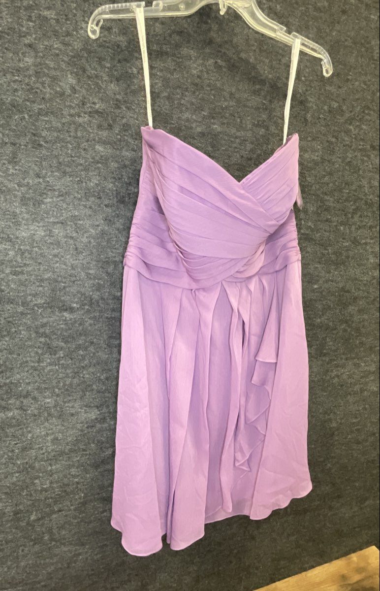 David's Bridal Women's Purple Chiffon Strapless Crisscross Bodice Dress Sz 12