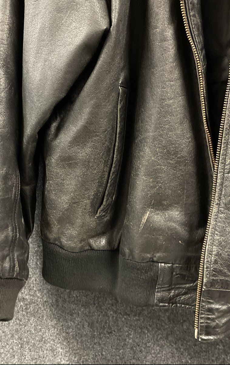 Vintage 90s Weekends Men's Black Genuine Leather Bomber Flight Jacket Sz L