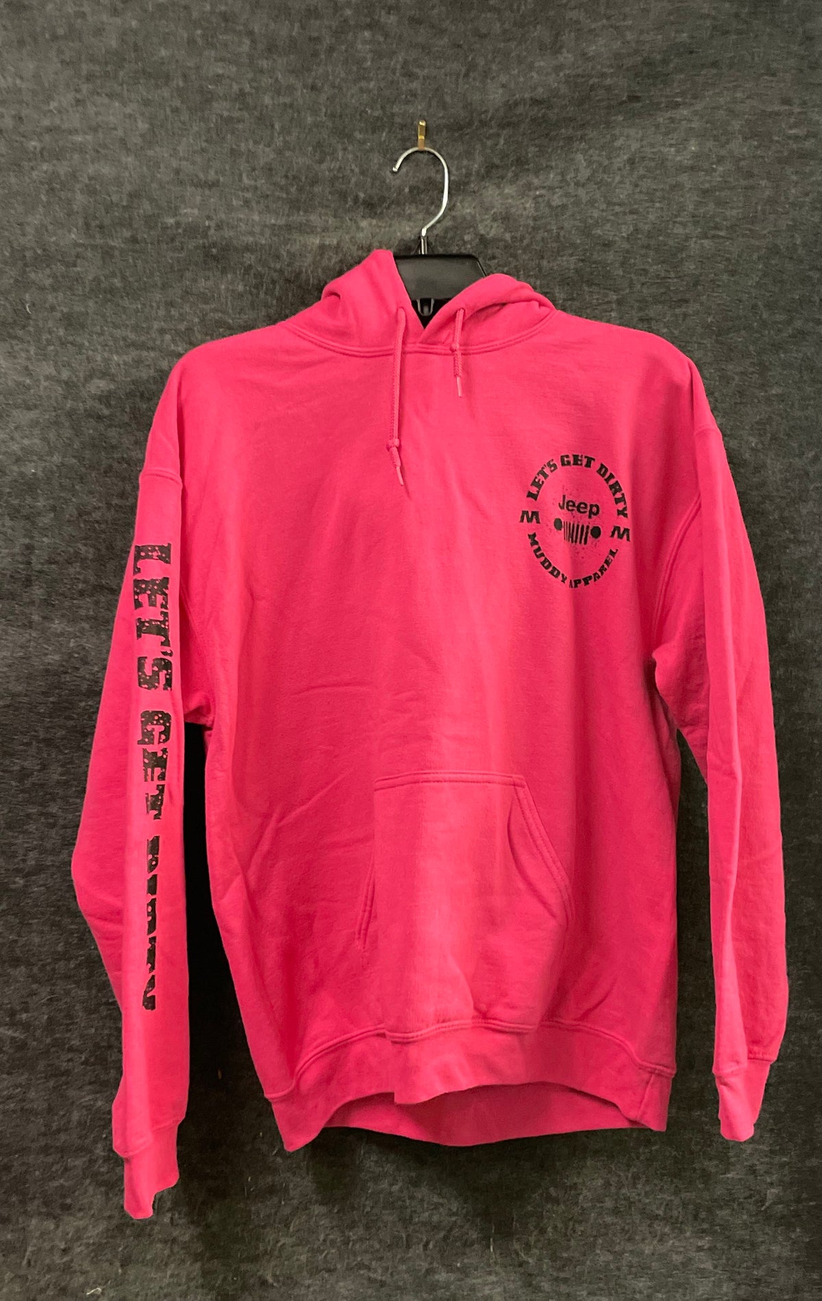 Jeep Women's Pink Let's Get Dirty Muddy Graphic Hoodie Sz M