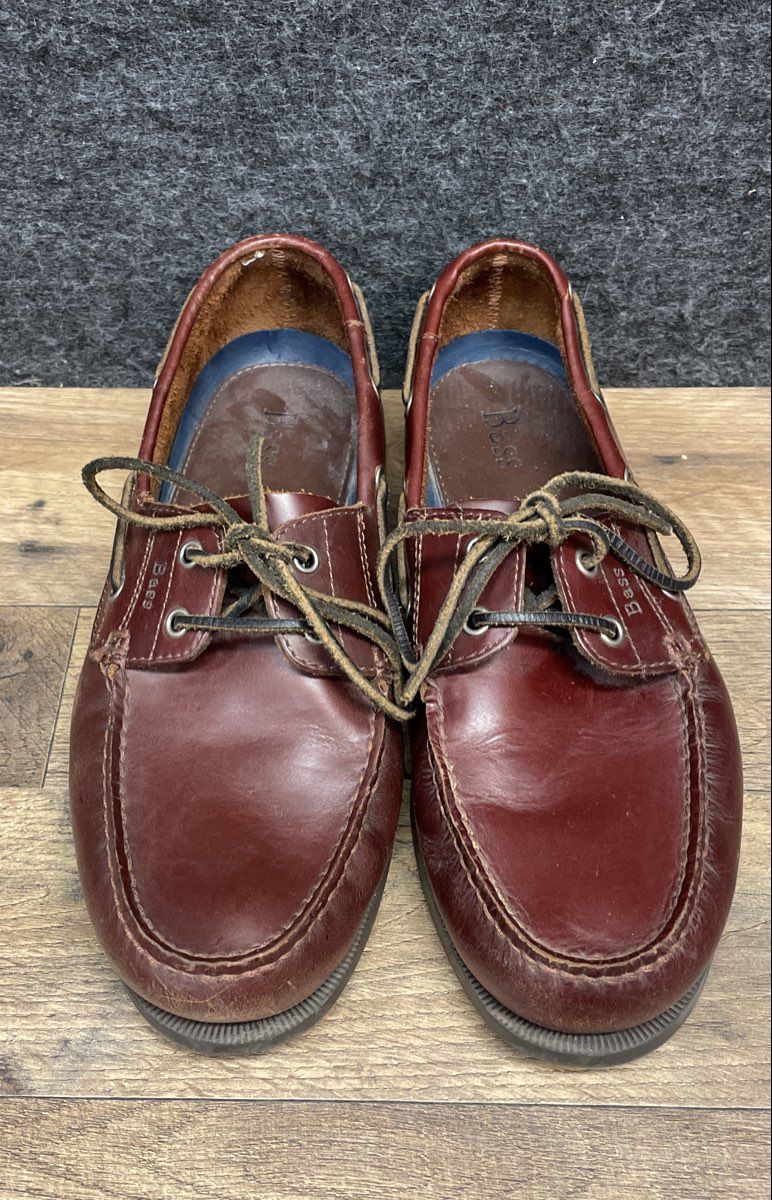 Bass Seafarer Burgundy Leather 2-Eye Boat Shoes Men's Size 10.5 M