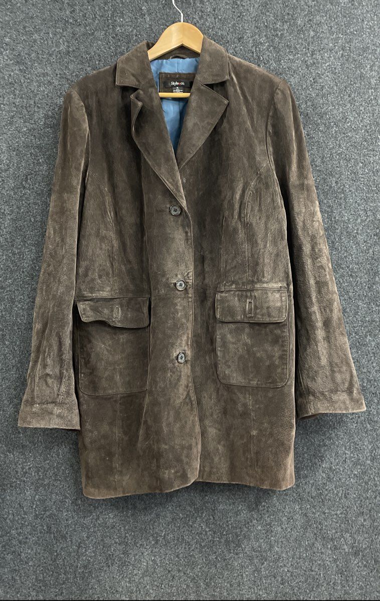 Style & Co. Women's Brown Genuine Leather Suede Blazer Coat Jacket Sz XL