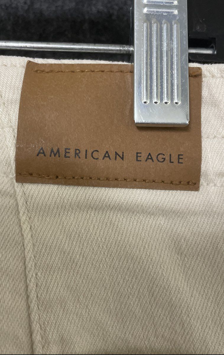 American Eagle Women's Wide Leg Pants Cream Drawstring Waist Stretch Sz 0