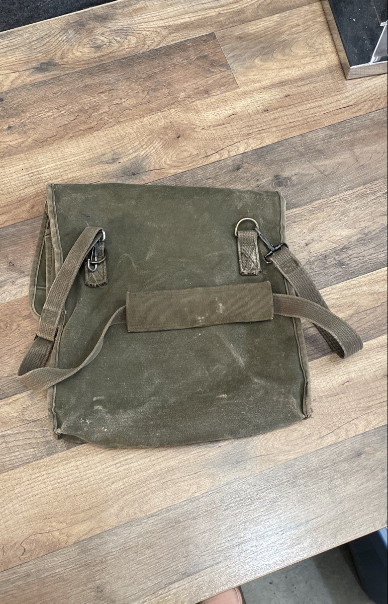 Vintage US Military Olive Drab Canvas Messenger Field Bag Satchel