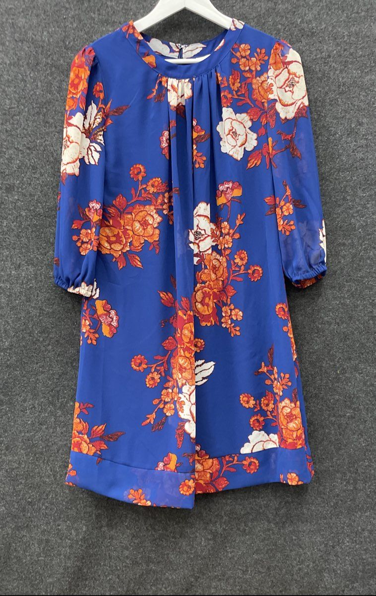 Eva Mendes New York & Company Women's Blue Orange Floral Shift Dress NWT Sz XS