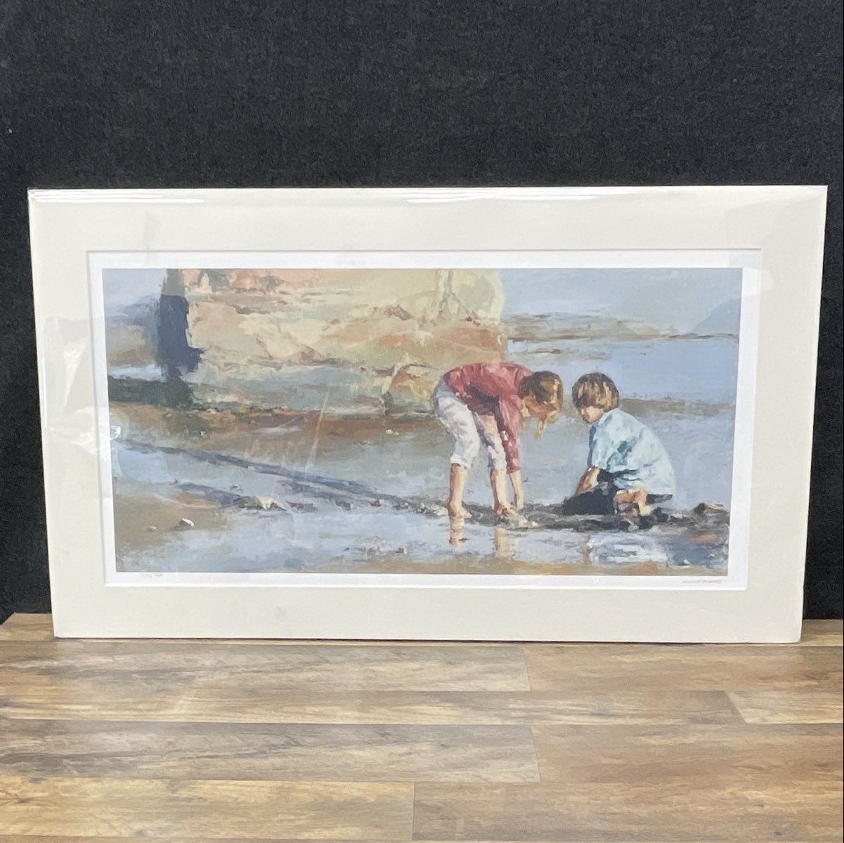 Elaine Hughes "Seaside Colors" Lithograph Print Children on Beach Signed 297/400