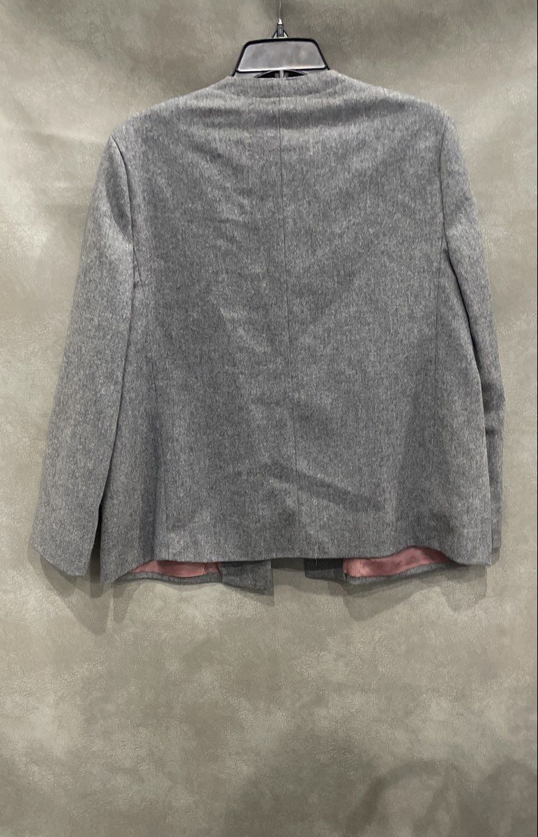 Vintage 90s Verasport Women's Grey Collarless Blazer Embroidered Jacket