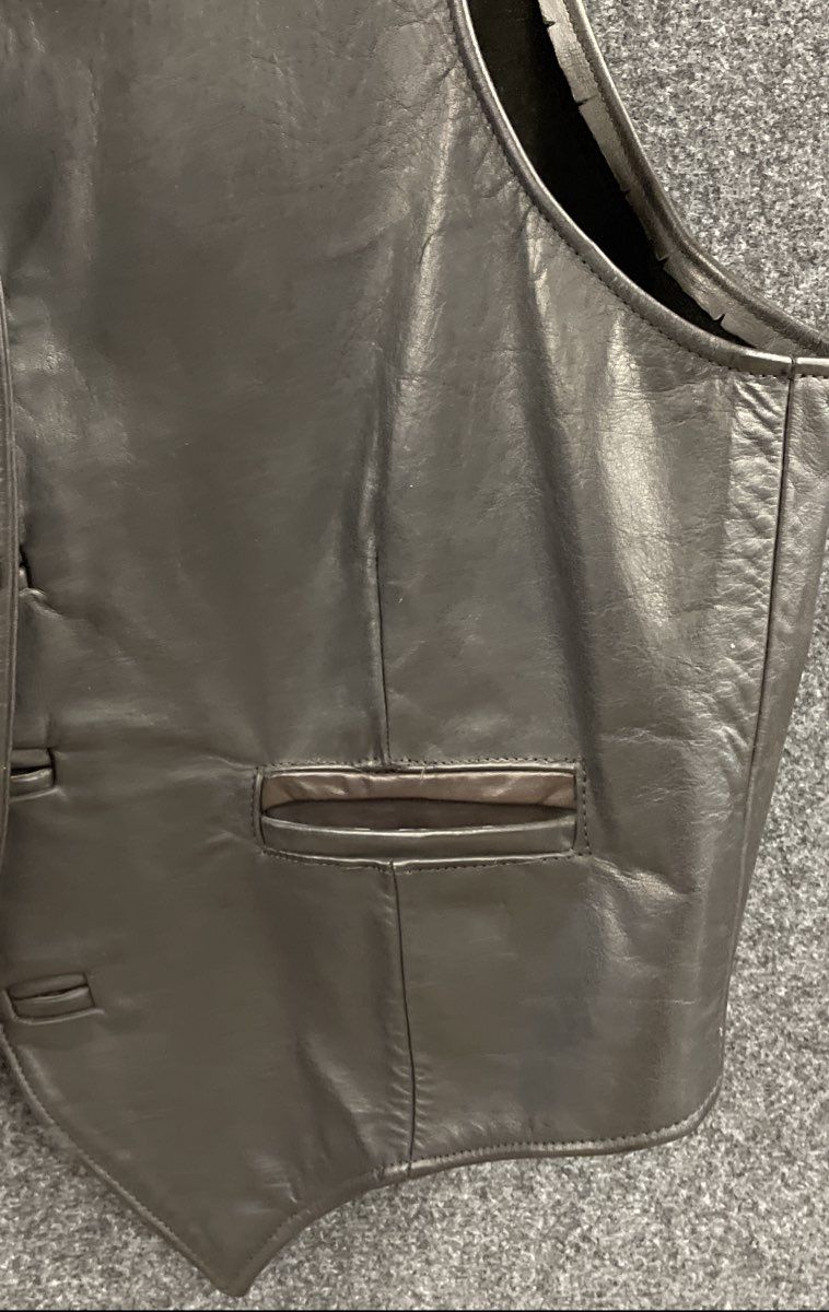 Sea Dream Leather Men's Black Vest Buffalo Nickel Buttons Vintage 90s Size 44