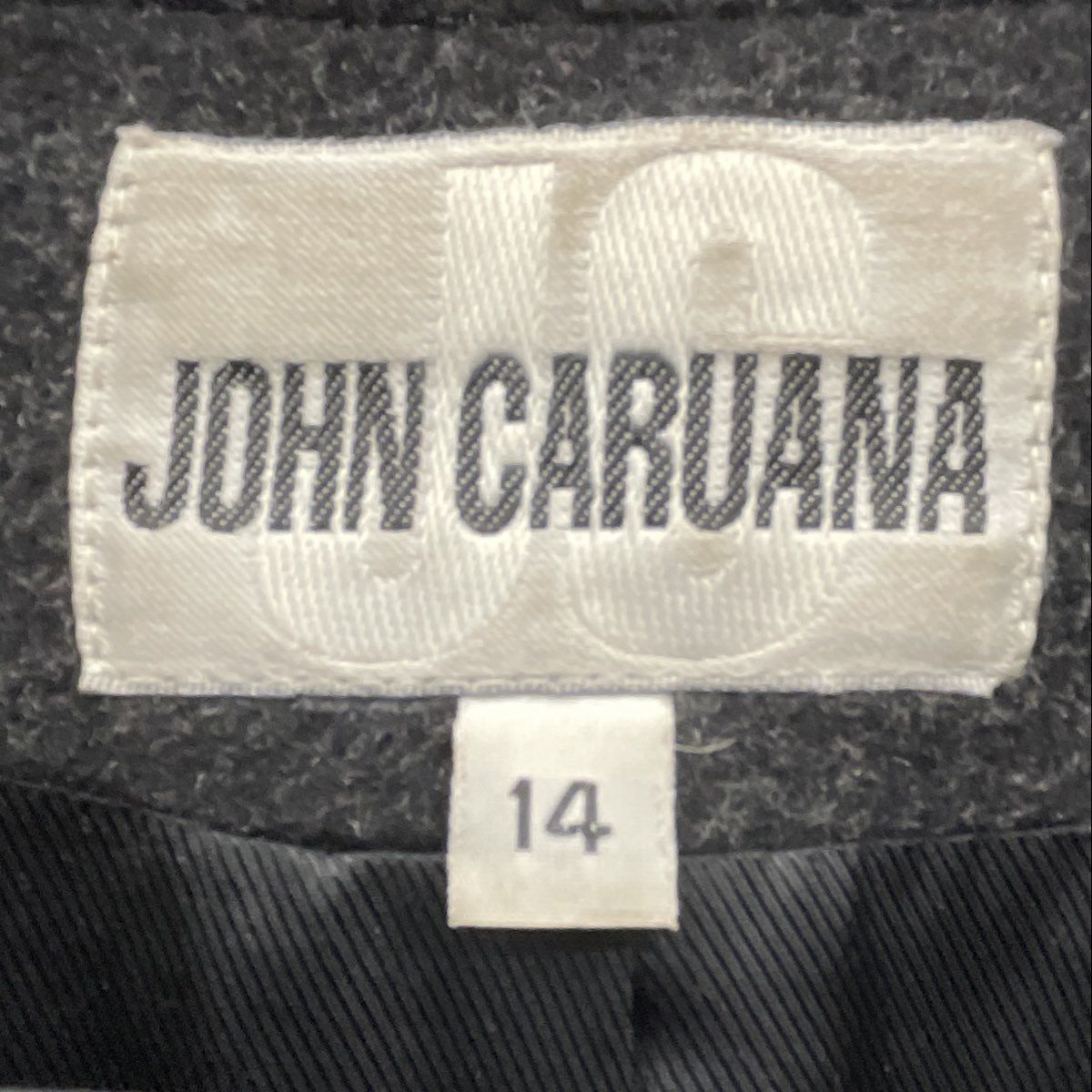 Vintage 90s John Caruana Women's Black Merino Wool Faux Lamb Trench Coat Size 14