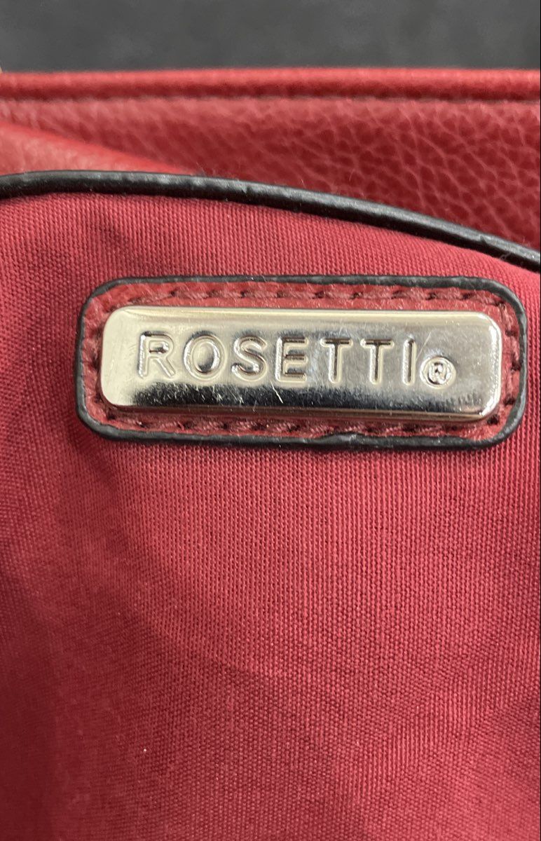 Rosetti Red Leather Pebbled Satchel Large Handbag Crossbody Silver Hardware