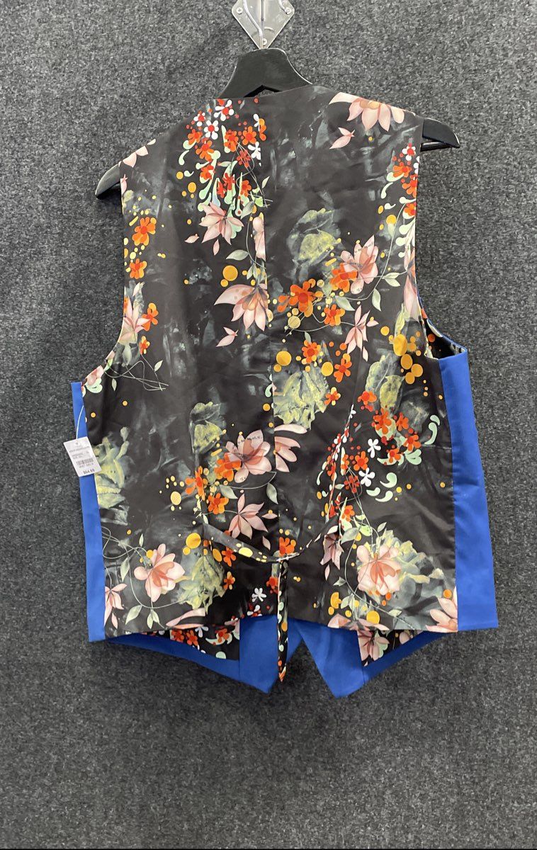 Paisley & Gray Men's Blue Suit Vest Floral Back Slim Fit Sz XXL NWT