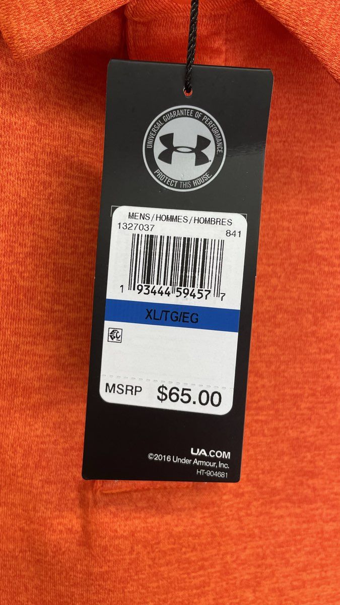 Under Armour Men's Playoff Polo Shirt Orange Heather Short Sleeve Stretch XL NWT