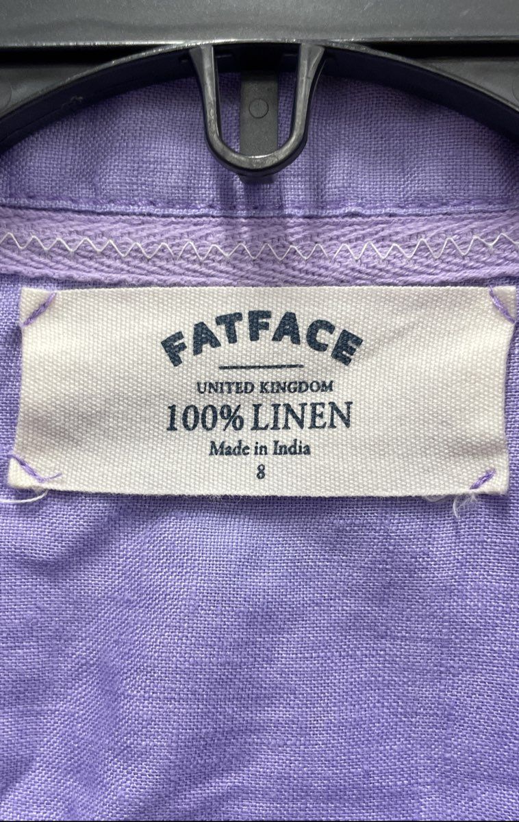 Fat Face Women's Lavender 100% Linen Long Sleeve Button Up Shirt Pocket Sz 8