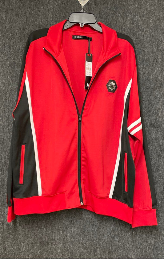 Hudson Men's Red Track Jacket Colorblock Striped Full Zip NWT Sz 3XL